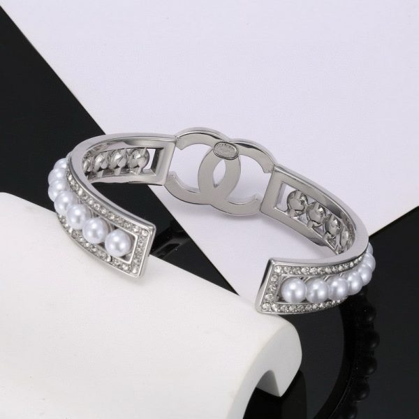 18K CC Pearl Open Cuff Bracelet - Image 5