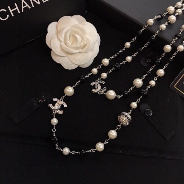 18K CC Long Black Pearl Necklace - 图片 8