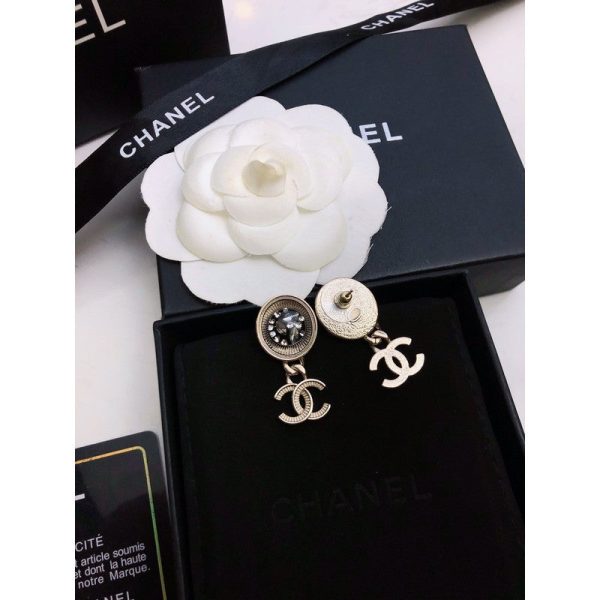 18K CC Black Crystal Earrings - 图片 6