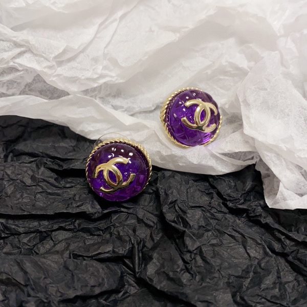 18K CC Purple Crystal Earrings - 图片 6