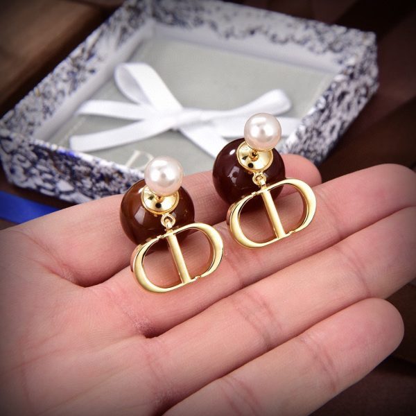 18K CD Tribales Brown Resin Pearls Earrings - 图片 7