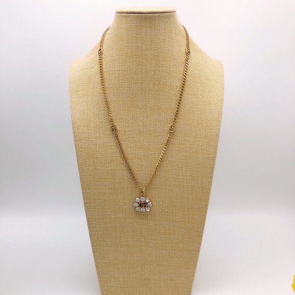 18K Double G Flower Crystals Necklace - 图片 2