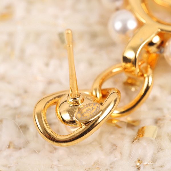 18K CC Square Pearl Pendant Earrings - 图片 4