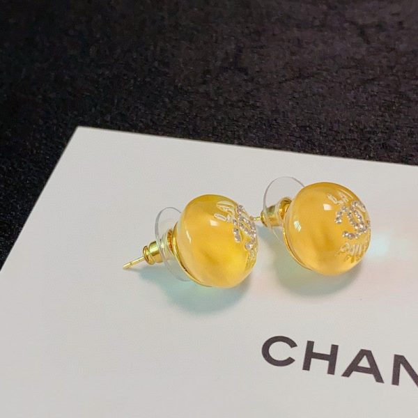 18K CC Yellow Round Earrings - 图片 3