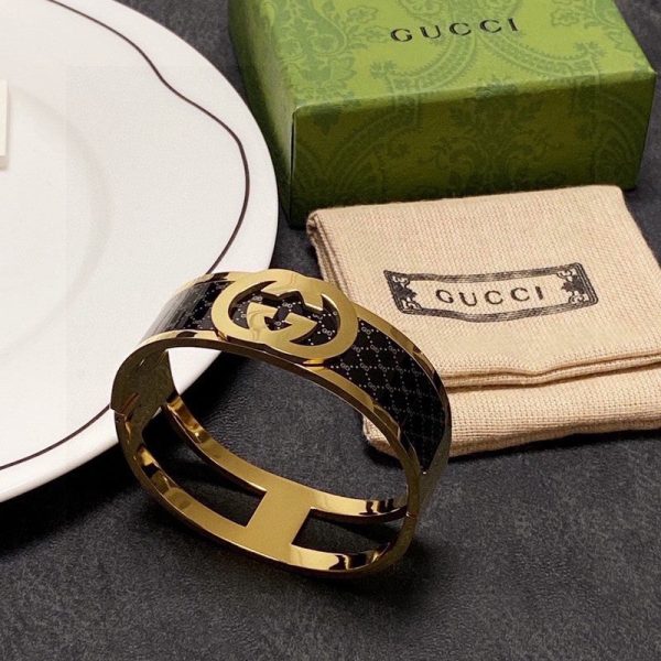 18K Double G Black Gold Cuff Bracelet - 图片 5