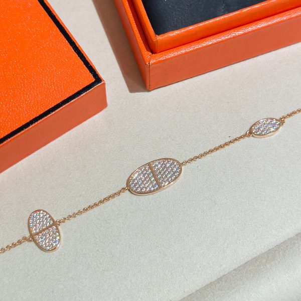 18K Chaine D'Ancre Verso Diamond H Bracelet - 图片 2