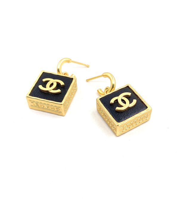 18K CC Black Bag Pendant Earrings - Image 6