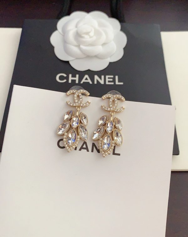 18K CC Crystals Pendant Earrings - 图片 6