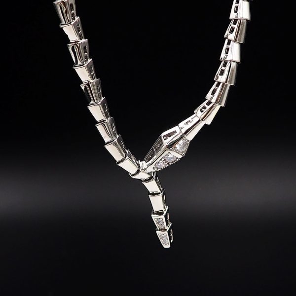 18K BV Serpenti Viper Demi-Pavé Diamonds Necklace - 图片 8