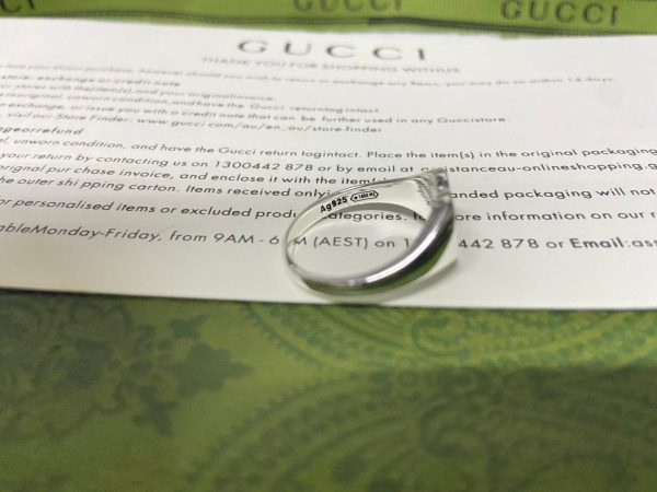 Double G Interlocking G Blue Enamel Heart Ring - Image 7