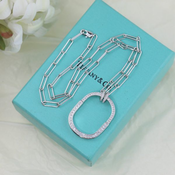 18K T Lock Pendant Pavé Diamonds Necklace - 图片 6