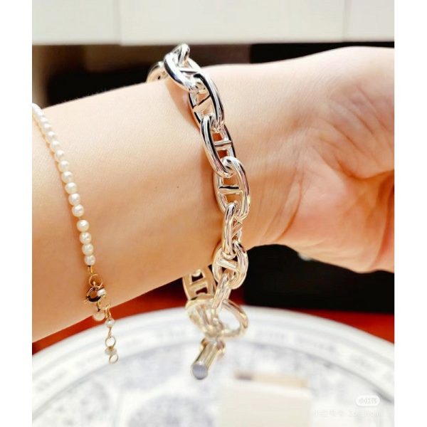 18K Her Chaîne D'ancre Enchaînée Bracelet - 图片 5