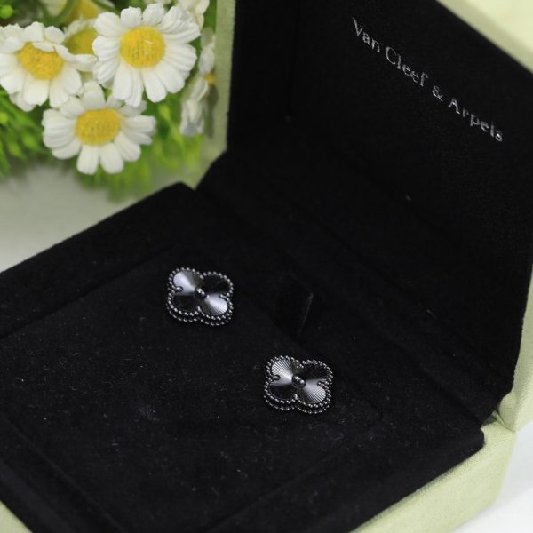 18K Vintage Alhambra Black Earrings - 图片 6
