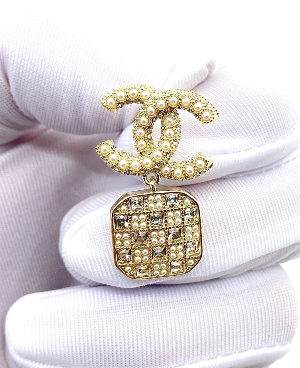 18K CC Diamonds Drop Earrings - 图片 6