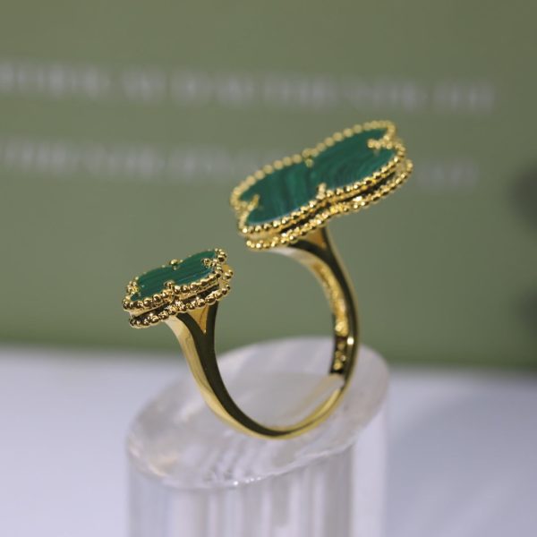 18K Magic Alhambra Malachite Clover Ring - 图片 8