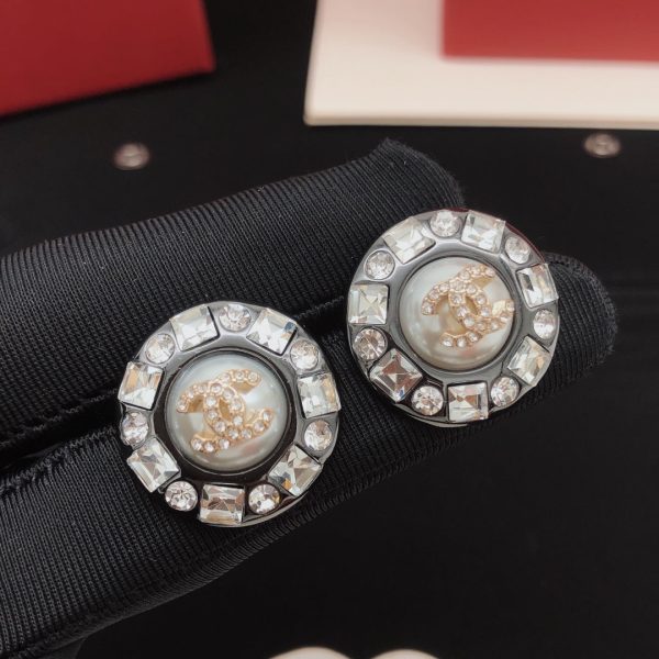 18K CC Crystals Black Earrings - 图片 3