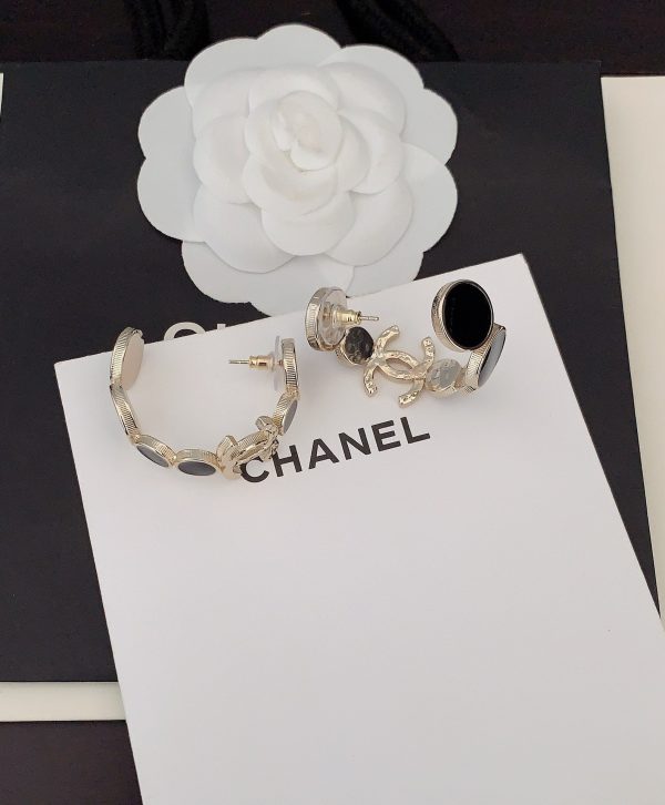 18K CC Black Crystals Earrings - 图片 6