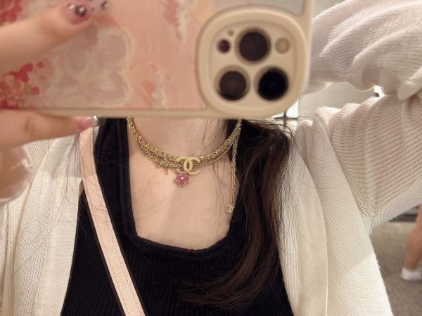 18K CC Crystals Choker Necklace - 图片 6