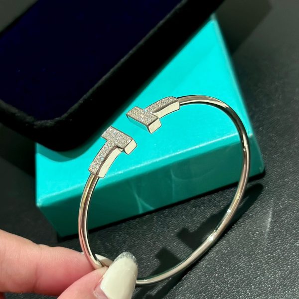 18K T Wide Diamond Wire Bracelet - 图片 7