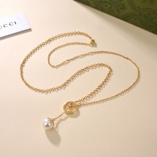 18K Double G Blondie Pearl Drop Necklace - 图片 3