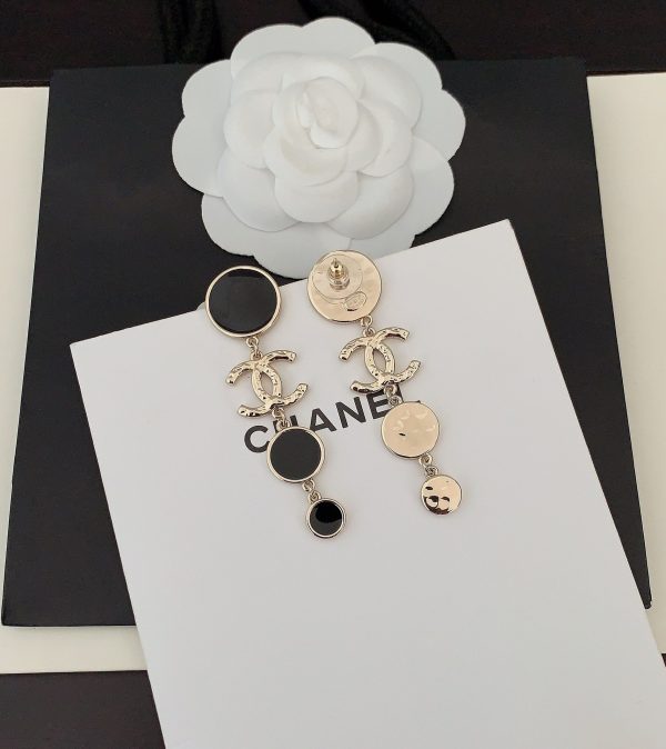 18K CC Black Crystals Earrings - 图片 6