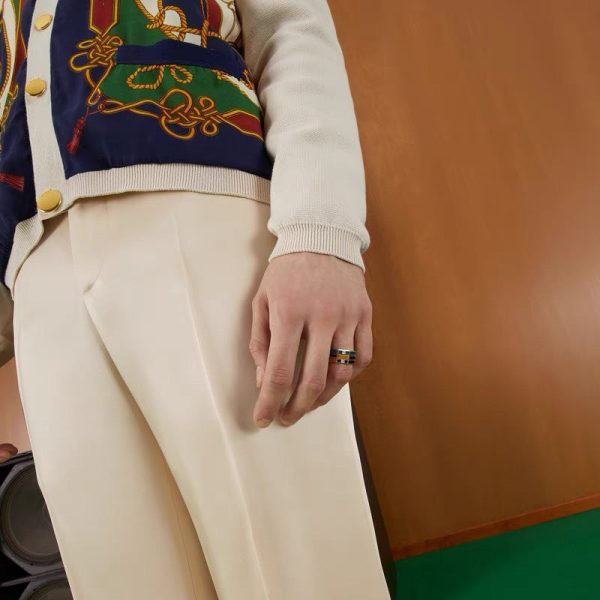 18K Double G Link To Love Enamel And Diamond Ring - 图片 5