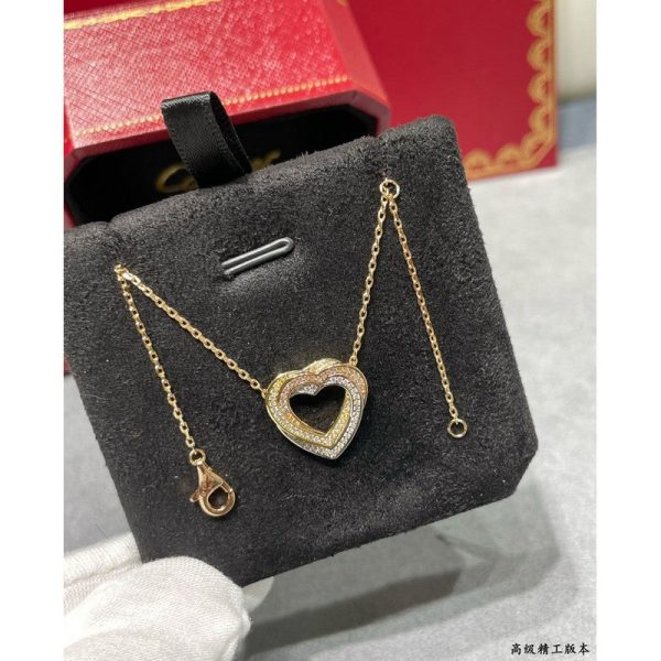 18K Trinity Heart Full Diamond Necklace - 图片 11