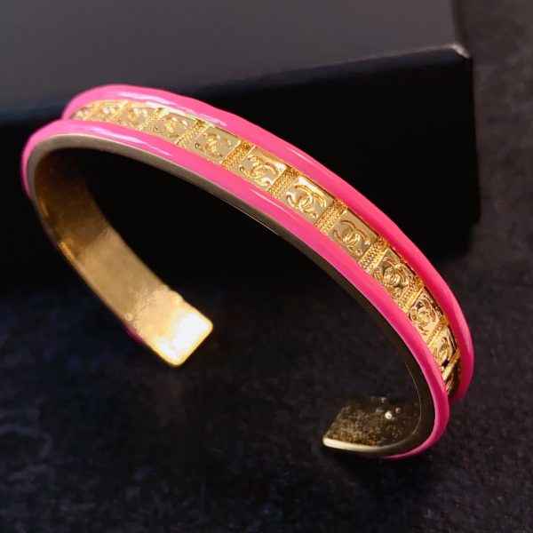 18K CC Pink Open Cuff Bracelet - Image 5