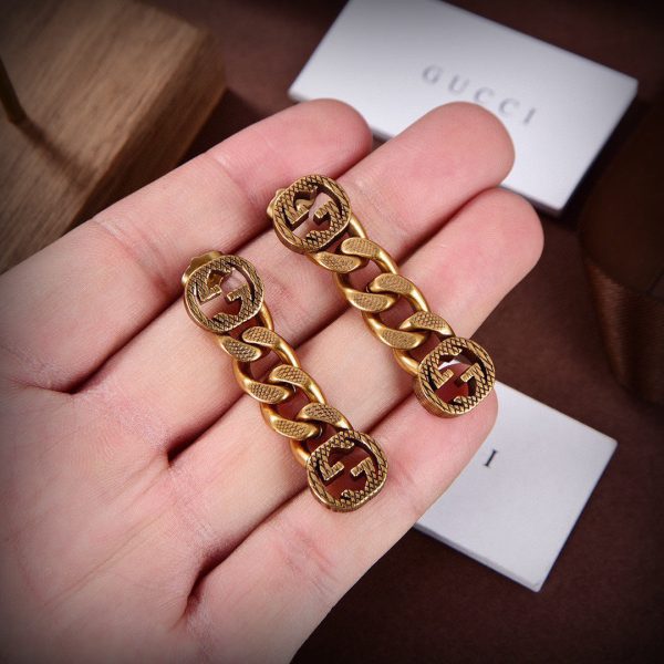 18K Double G Chain Earrings - 图片 2