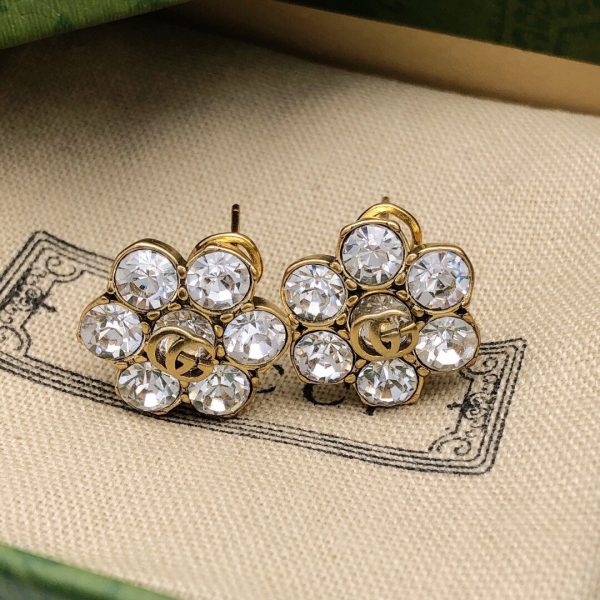 18K Double G Crystals Earrings - 图片 6