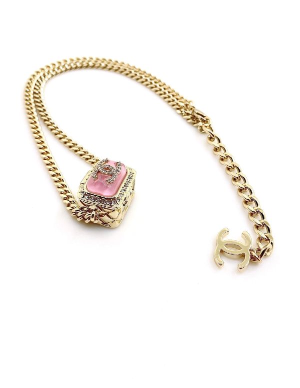 18K CC Pink Resin Chain Necklace - 图片 6