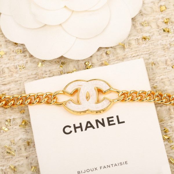 18K CC White Logo Choker Necklace - 图片 5