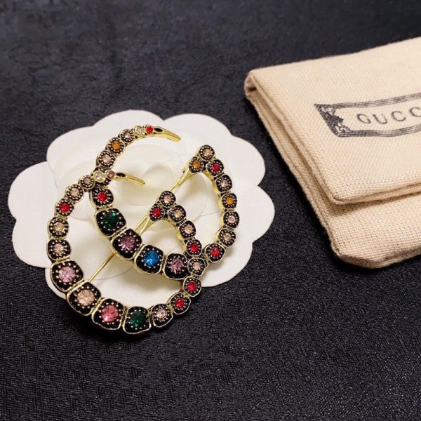 18K Double G Color Crystal Brooch - Image 5