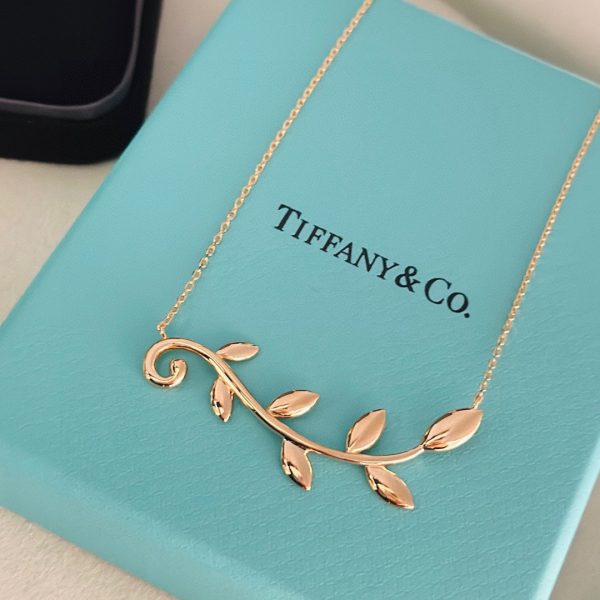 18K T Olive Leaf Vine Pendant Necklace - 图片 9
