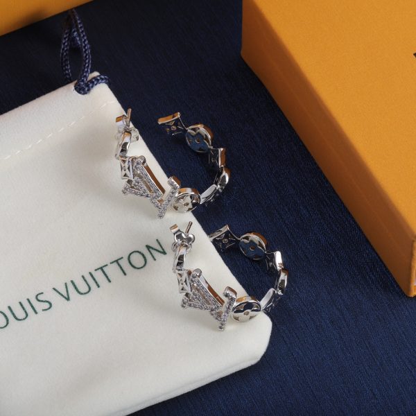 18K Louis Script Diamonds Earrings - 图片 6