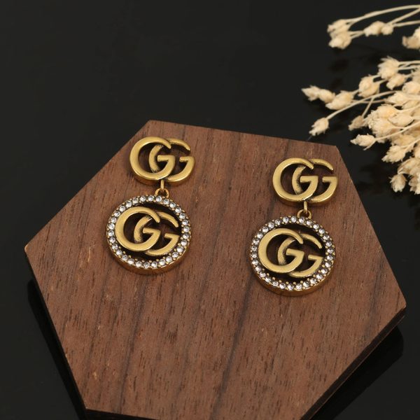 18K Double G Crystals Vintage Earrings - 图片 6