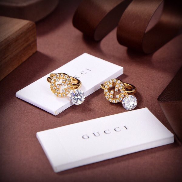 18K Double G Interlocking G Diamond Earrings - 图片 6