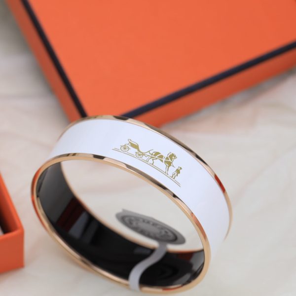 18K Enamel Calèche Wide Bangle H Bracelet - 图片 14