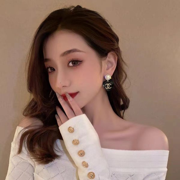 18K CC Black Heart Earrings - 图片 6