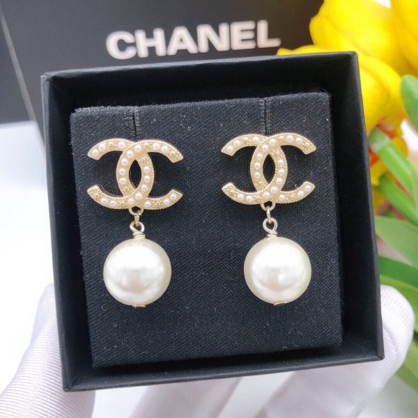 18K CC Pearl Drop Earrings - 图片 3