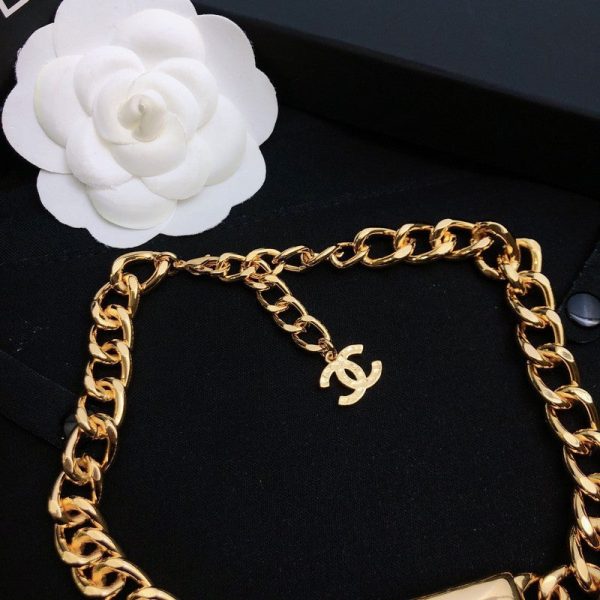 18K CC Pearl Choker Chain Necklace - 图片 3