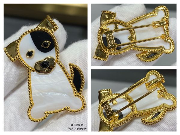 18K Lucky Animals Dog Clip Brooch - 图片 5