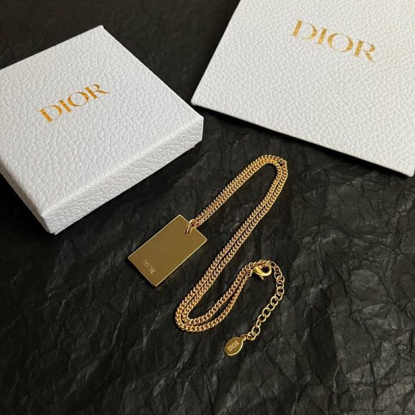 18K CD Oblique Plate Pendant Necklace - 图片 7