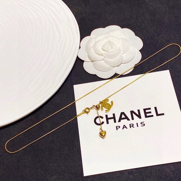 18K CC Heart Pendant Gold Necklace - 图片 3