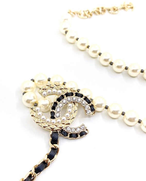 18K CC Leather Pearls Necklace - 图片 6