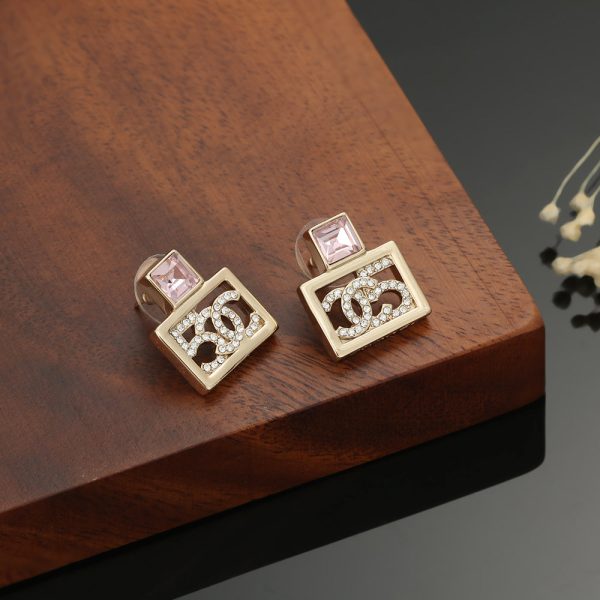 18K CC Square Diamond Earrings - 图片 7