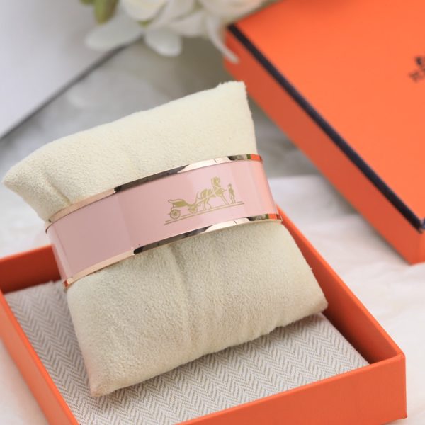 18K Enamel Calèche Wide Bangle H Bracelet - 图片 17