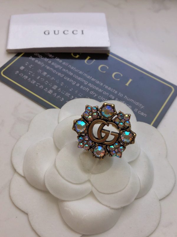 18K Double G Crystal Flower Ring - 图片 9