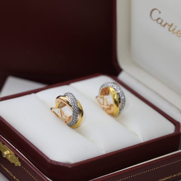 18K Trinity Diamond Earrings - Image 4