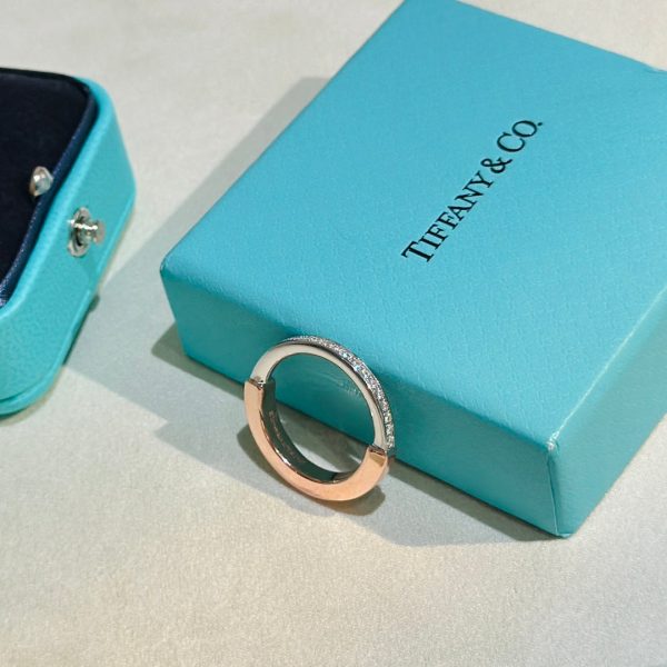 18K T Lock Diamond Rose Gold Ring - 图片 9